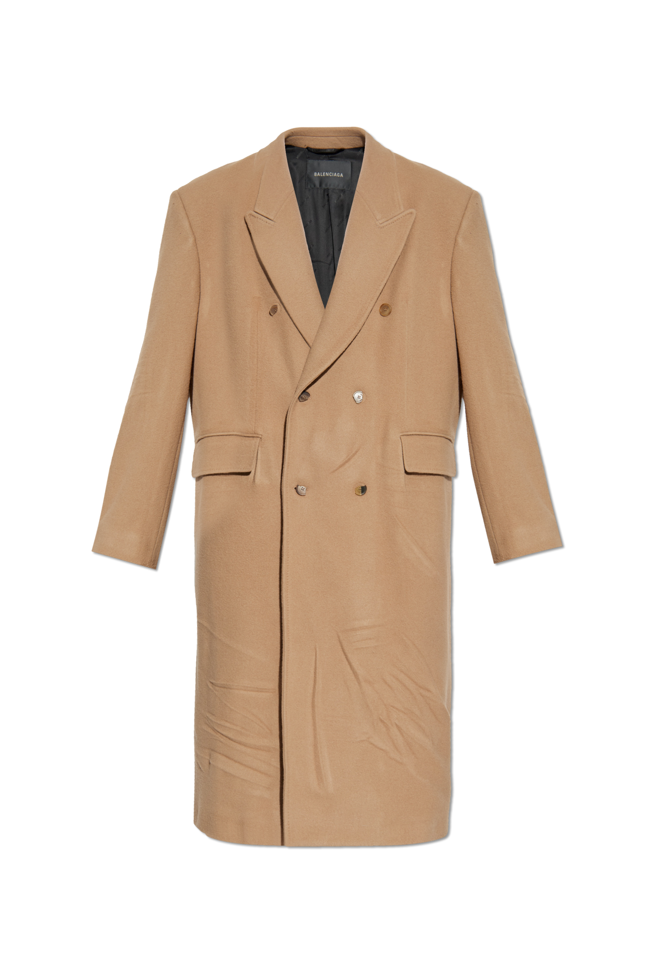 Beige Long wool coat Balenciaga - Vitkac Romania